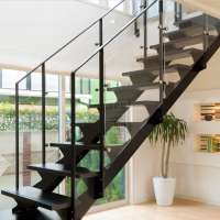 stair glass railings with stainless steel standoff and handrail an safety glass